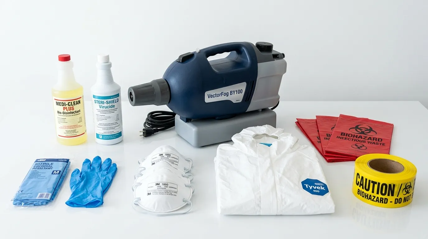 Professional biohazard remediation crew working in Rancho Cucamonga